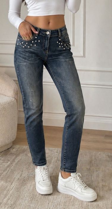 Dżinsy spodnie Hand Work Denim z dżetami
