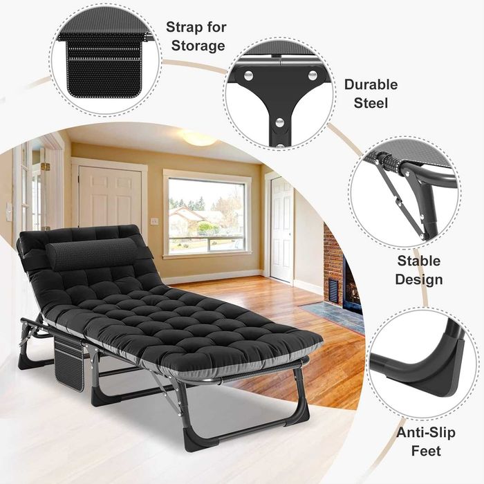 Cama de acampamento extra larga para adultos, resistente, em tecido Oxford 1200D, dobrável e portátil, com colchão.