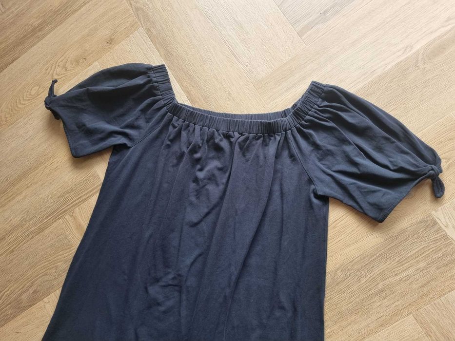 Czarna krótka sukienka hiszpanka długa bluzka tunika plus size