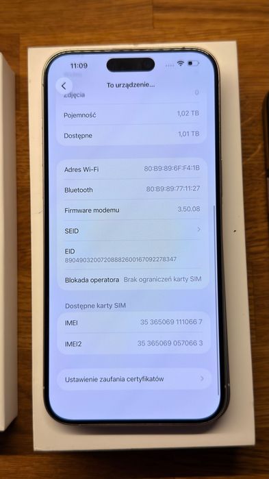iPhone 15 Pro Max 1TB Biały 100%