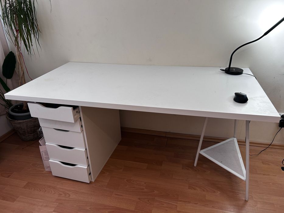 Biurko IKEA białe (blat + szafka 5 szuflad + noga) – Gdańsk