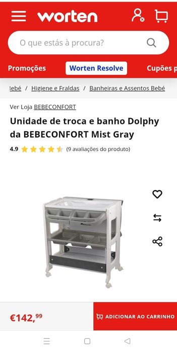 Unidade de troca e banho Dolphy da BEBECONFORT Mist Gray