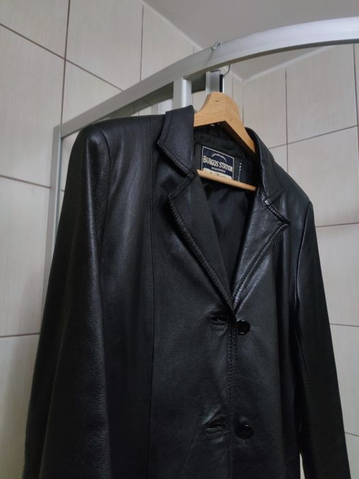 płaszcz kurtka L płaszczyk leather elegancki damski damska Burgos stat