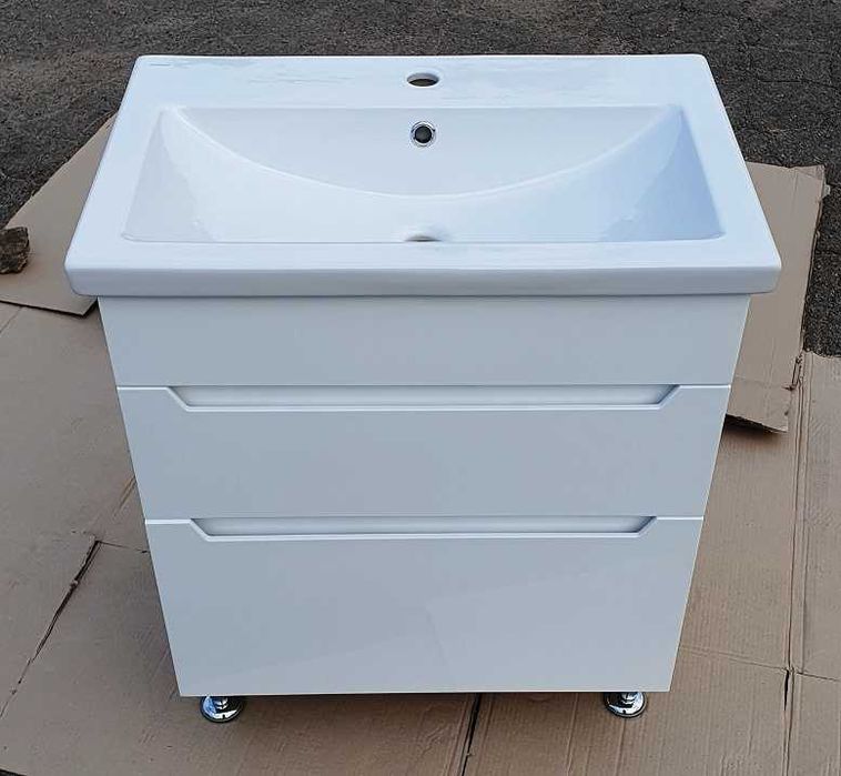 Тумба с выдвижными ящиками + прямоугольный умывальник. Новый комплект.