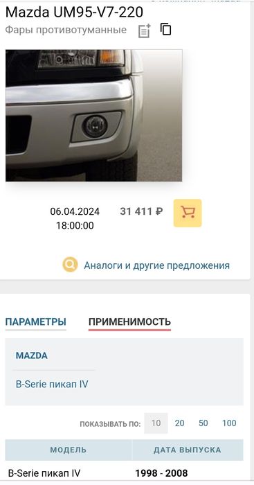 Протитуманка передня права Mazda b2500 UM95-V7-220