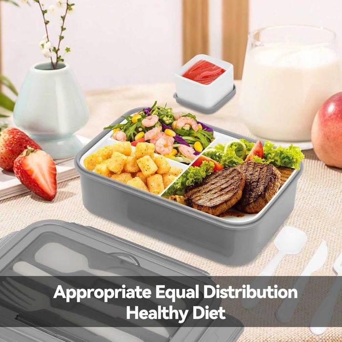 Lunch Box with Cutlery, Removable Divider, and 1400 ml Container64751450654209124