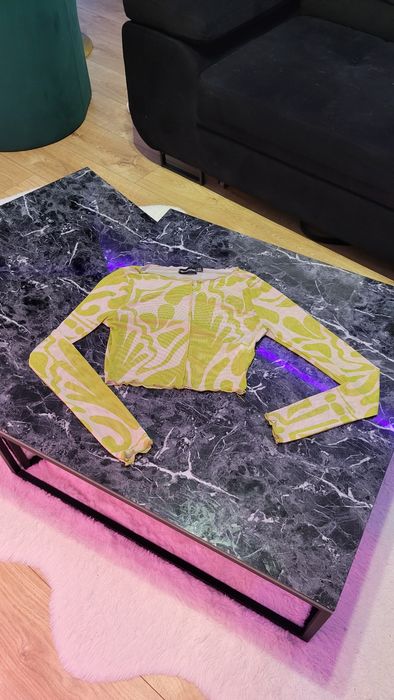 Bluzka z siateczki zielona przezroczysta wzory