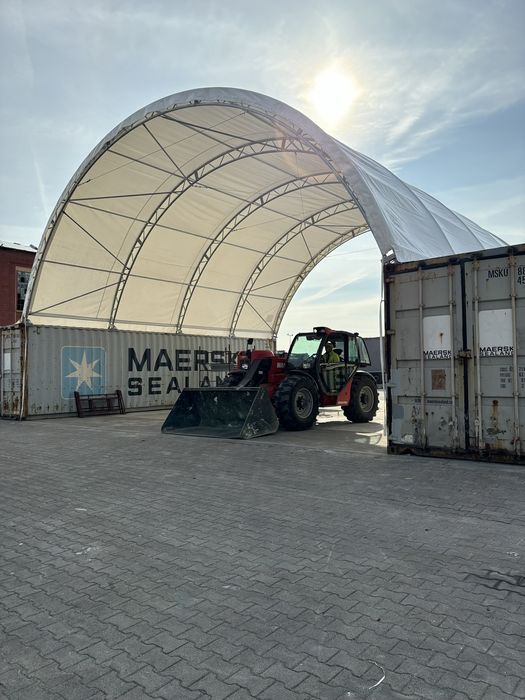 Zadaszenie kontenerowe 12x12m Całoroczna ochrona PVC 900g/m2