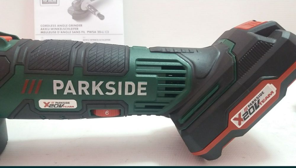 Нова оригінал акумуляторна болгарка з Німеччини PARKSIDE PWSA 20/аккумуляторная угловая шлифмашина/кутова шліфмашинка