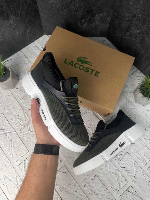 ЗНИЖКА‼️41 (26,5 см) кросівки LACOSTE кеди в сіточку лакоста хакі