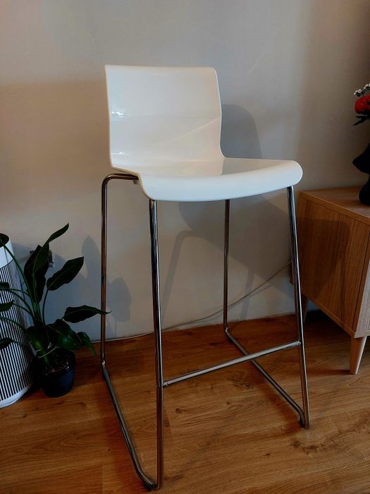 Stołek hoker barowy Ikea Glenn idealny chrom biały