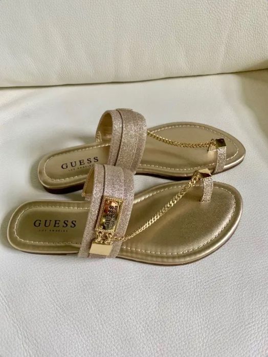 Guess logo NOWE z USA sandalki damskie, zlote, rozmiar 37