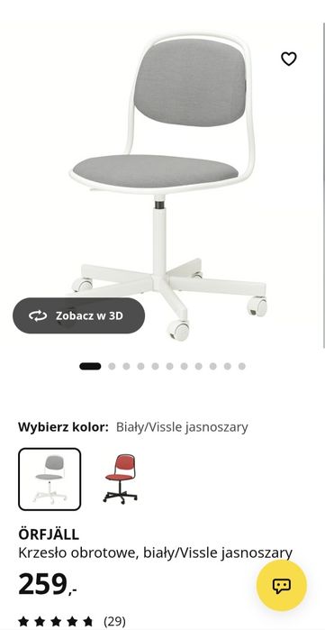 Nowe jasnoszare krzesło  obrotowe