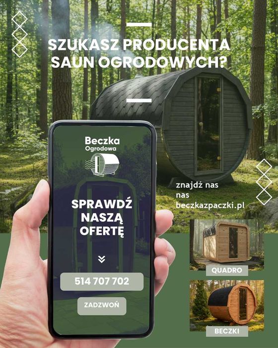 Sauna beczka ogrodowa do złożenia samodzielnego montażu DIY