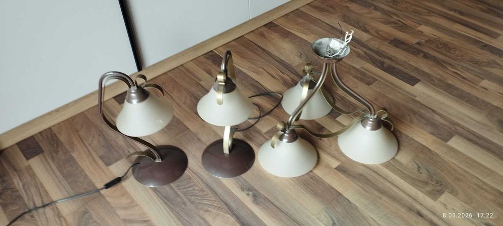 Komplet lamp w stylu klasycznym – lampa wisząca + 3 lampki nocne