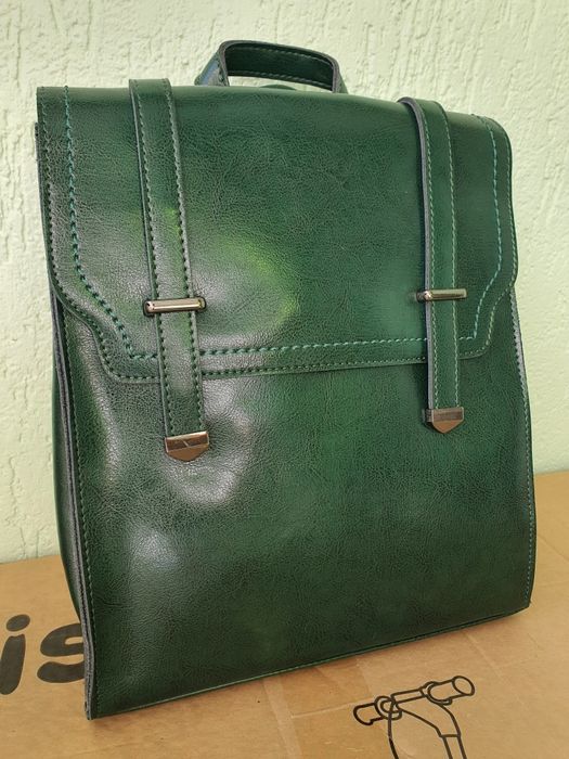 Рюкзак смарагдово-зелений натуральна шкіра