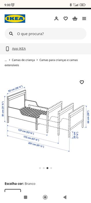 Cama extensível IKEA para menina