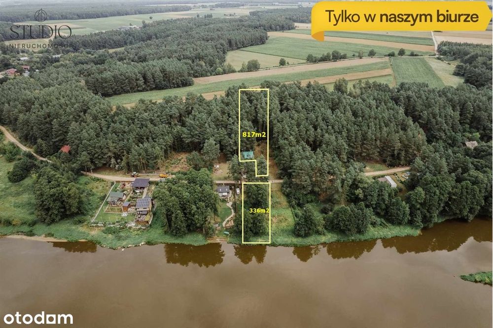 Całoroczny dom z bala z działka z linią brzegową