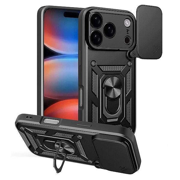 Etui Hybrid Armor Camshield na iPhone 17 Pro Max pancerne z podstawką