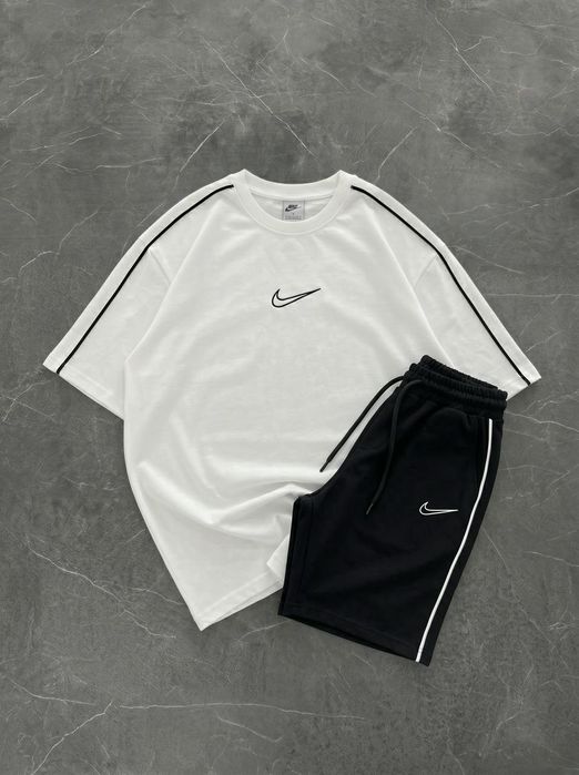 Костюм - Футболка оверсайз та шорти NIke з вишивкою/найк/ 100% бавовна