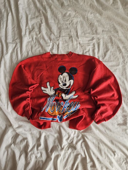 Czerwona Disney bluza crewneck unisex w rozmiarze  L z lat 90'