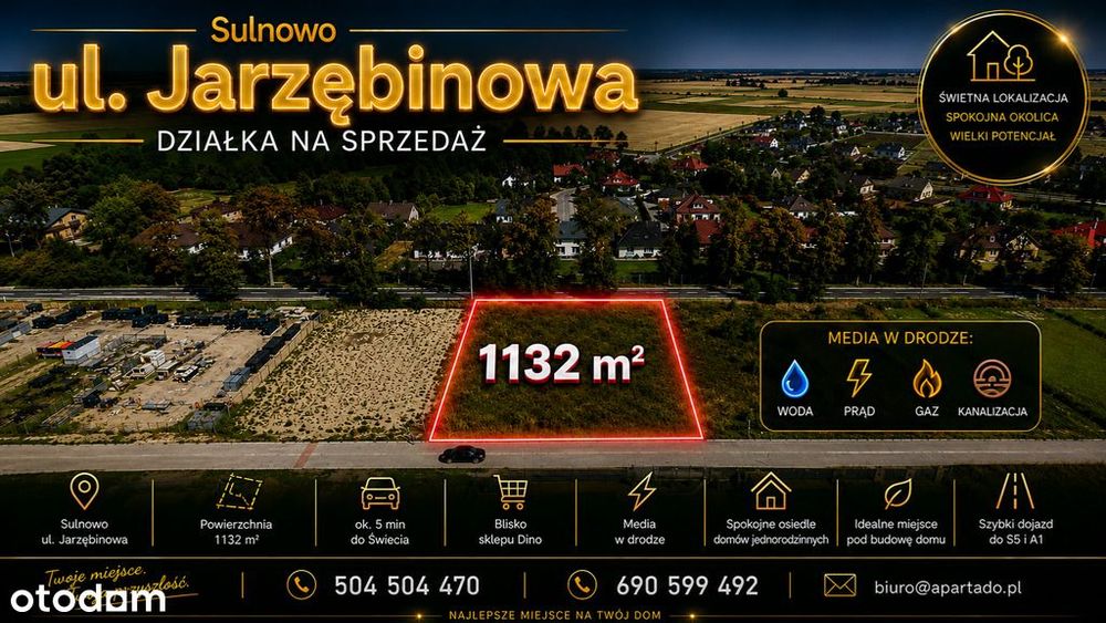Działka budowlano-usługowa - Sulnowo 1132 m² - Widok 2