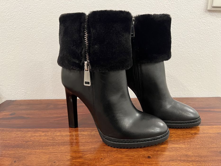 DKNY nowe skórzane botki na obcasie  r 38,5