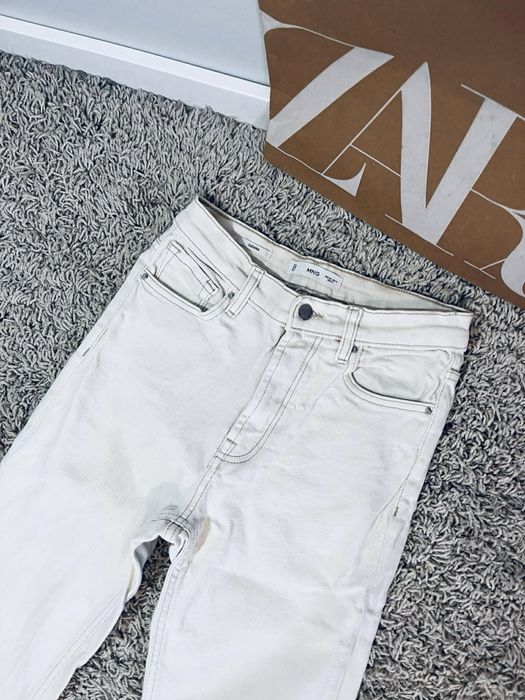 Mango s spodnie jeansowe kremowe flary jeansy