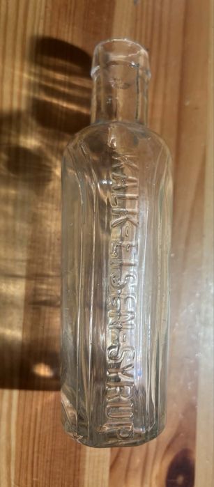 Stara butelka apteczna KALK-EISEN-SYRUP | Antyk | Szkło Sygnowane