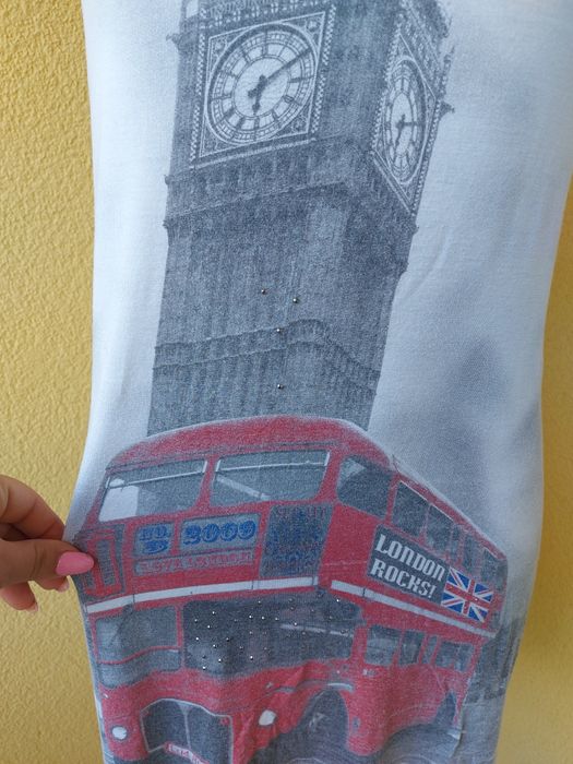 Bluzka na ramiączkach Cache Cache tunika top Londyn Big Ben autobus