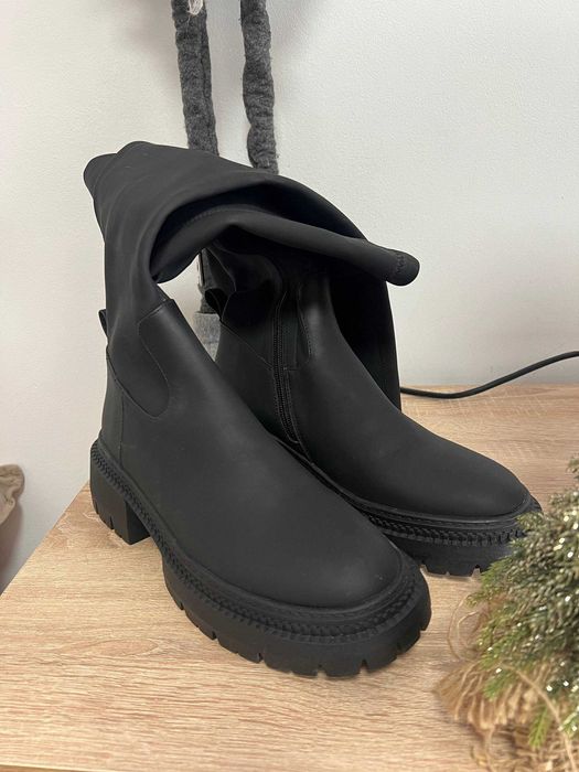 чорні чоботи ботфорди vitto rossi / чоботи високі / чоботи труби