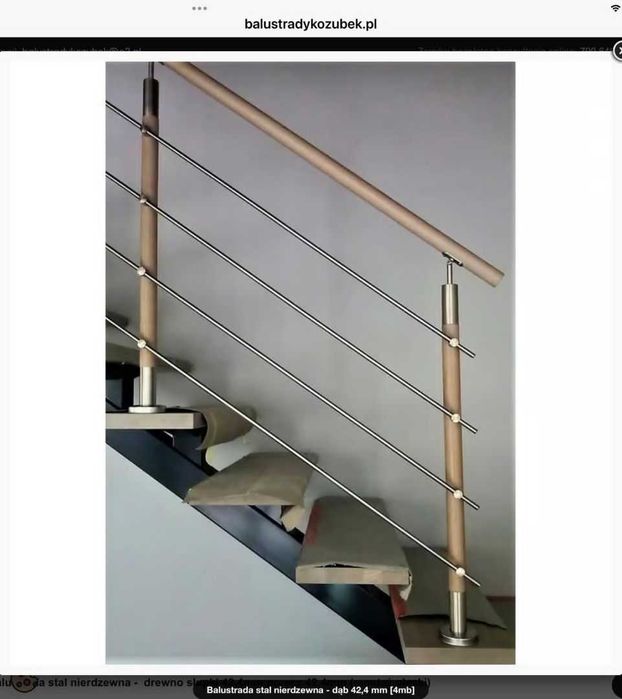 Balustrada systemowa stal nierdzewna dąb 42,4mm