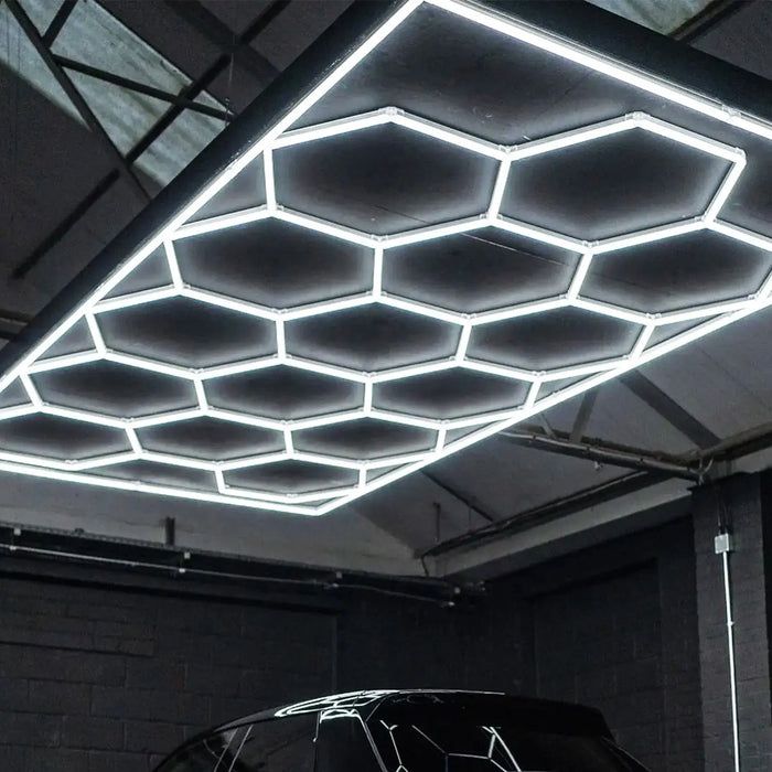 Iluminacao LED hexagonal favos de mel