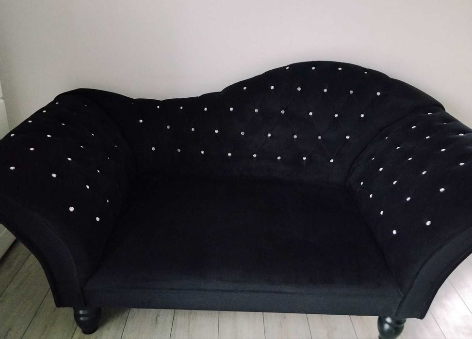 Kanapa Sofa Glamour Szezlong czarna welur