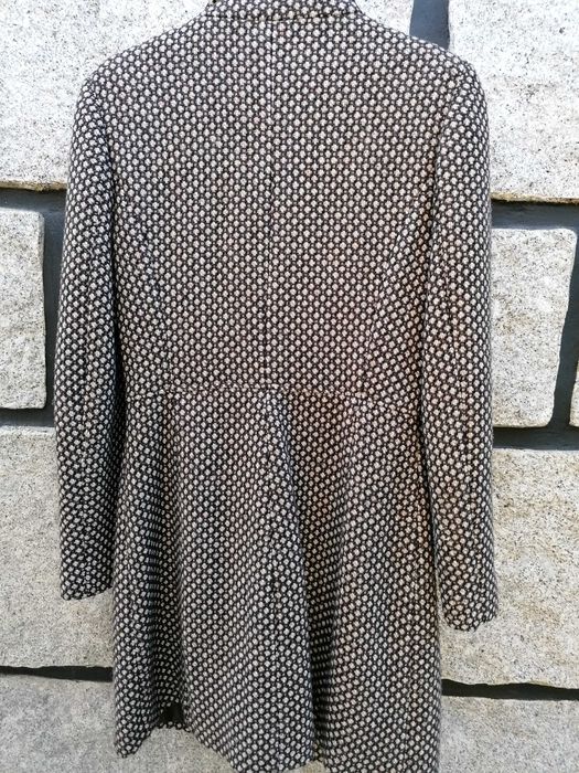 Casaco comprido de fazenda Castanho mesclado