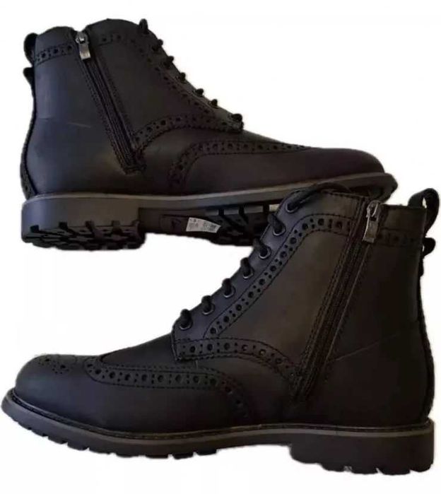 Buty zimowe Clarks Westcombe Limit czarny mat z naturalnej skóry brogs