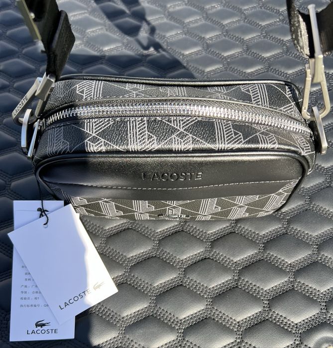 Чоловіча сумка Lacoste чорна через плече | стильна месенджер | нова