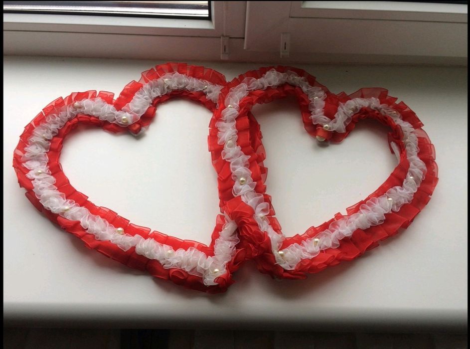 Подушка для колец+декор 2 сердца