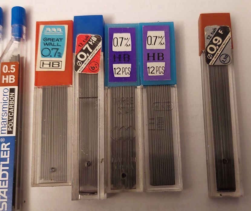 Grafity do ołówków automat.h 0,5 0,7 0,9 mm 3h, 2h, hb, f b  30 opakow