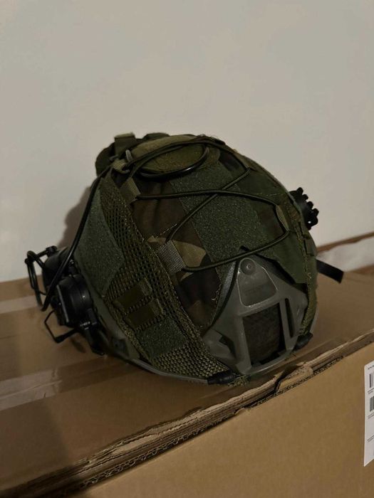 Capacete Militar  MultiCam - Airsoft + auriculares + bolsa