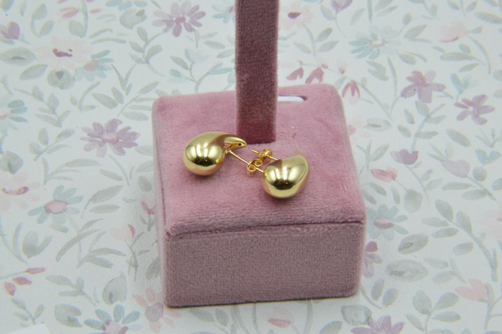 Nowe złote kolczyki łezki krople kropla 585 17x10mm Bottega Veneta