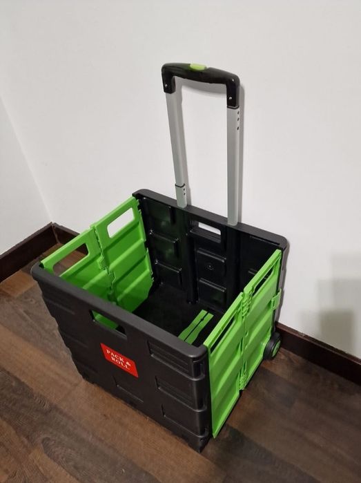 Relaxdays Czarny składany wózek na zakupy, nośność 35 kg