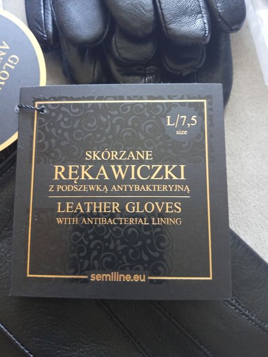 Rękawiczki damskie skóra naturalna antybakteryjne L