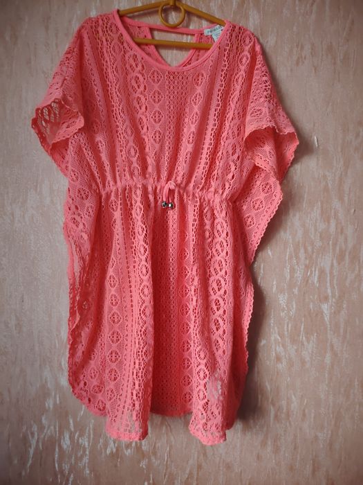 Туника парео пляжное девочке сетка на кулиске 9-12л