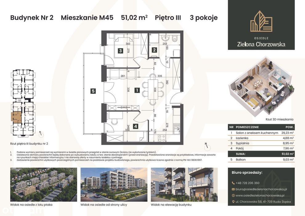 Przemyślany układ | 3 pokoje | Duży balkon