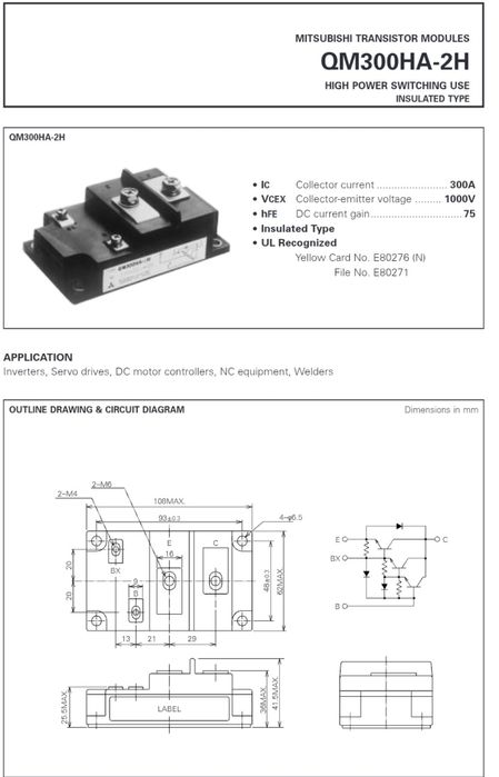 IGBT транзисторный модуль Mitsubishi QM300HA-2H