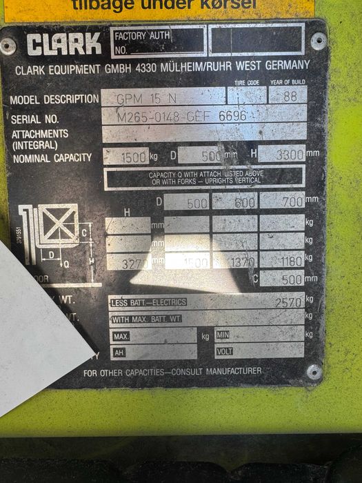 Wózek widłowy Gazowy Clark GPM15N