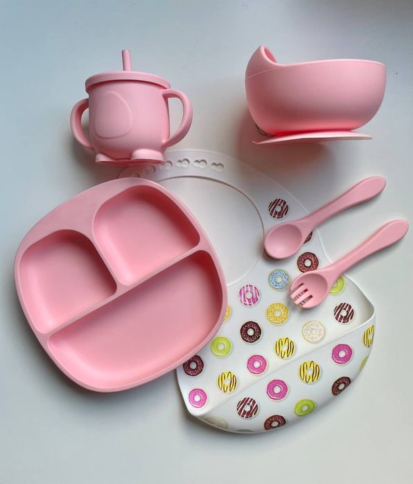 Набір дитячого посуду/дитячий силіконовий посуд/Детская посуда