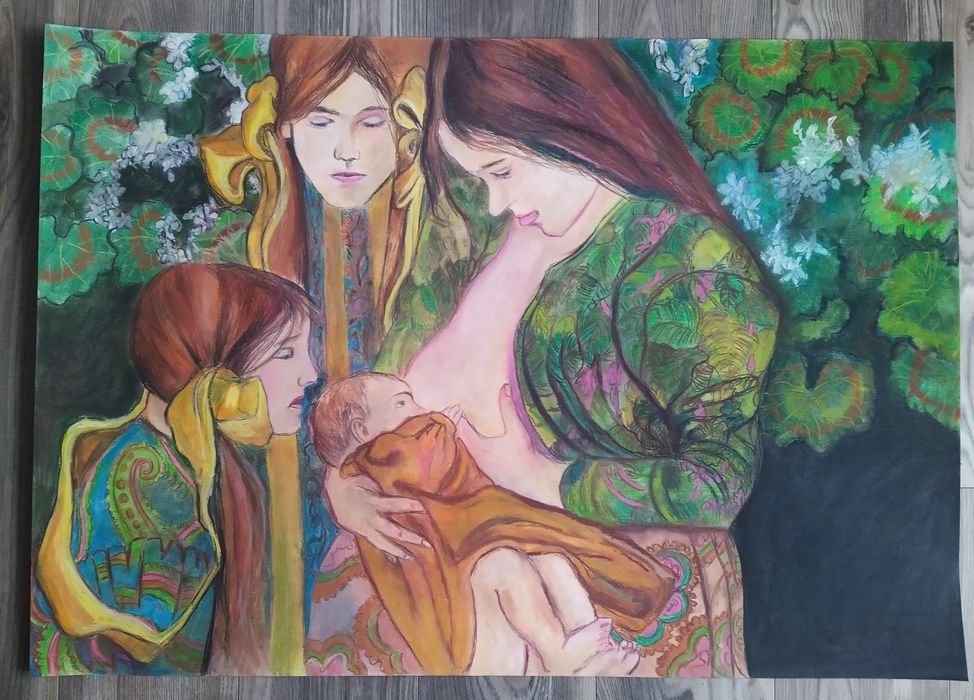 Obraz pastele 100 x 70 cm, Macierzyństwo wg S. Wyspiańskiego