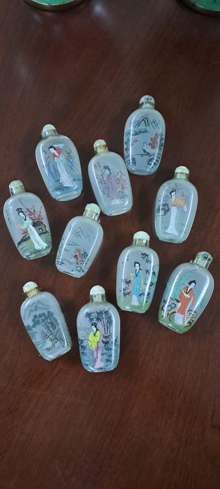 Coleção de frascos Rapé em vidro pintados a mão